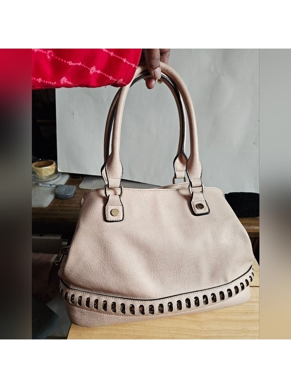 Vintage 90s Synthetic Blush-colored Satchel Bag